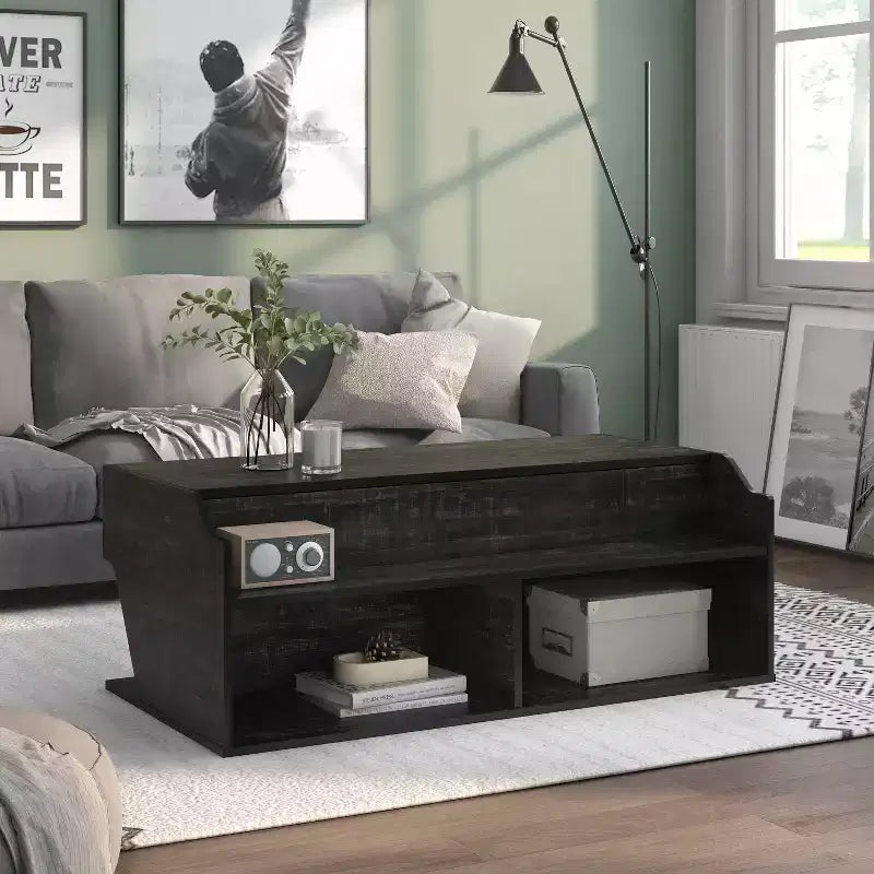 44" Lift Top Coffee Table with Storage Reclaimed Black Oak