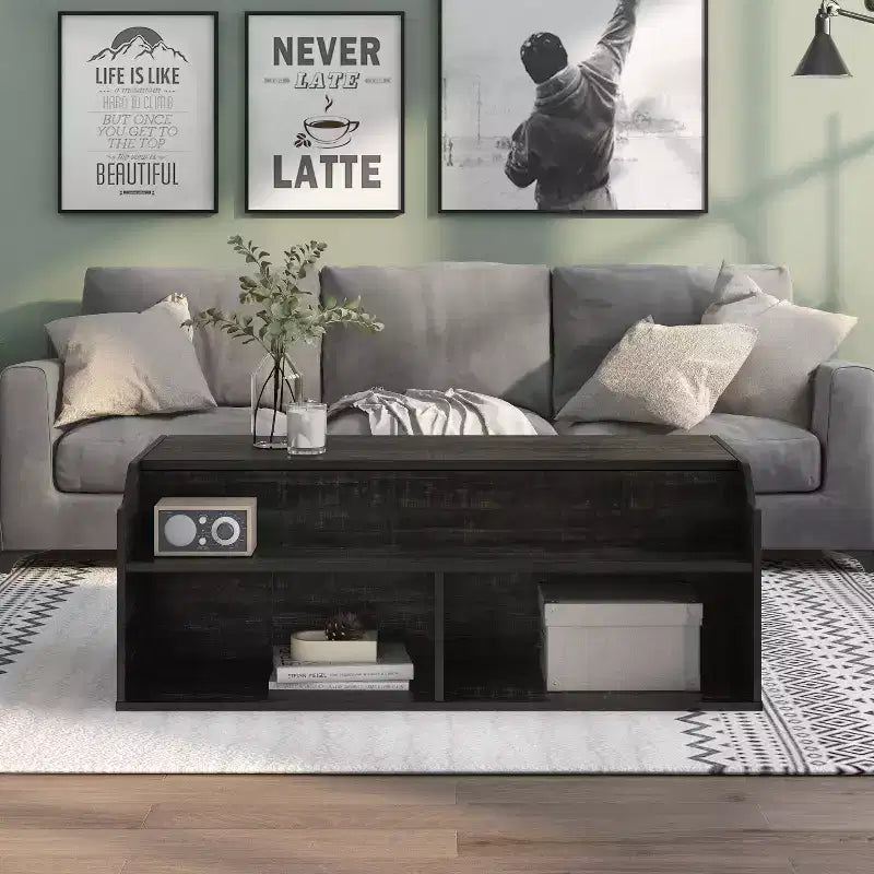44" Lift Top Coffee Table with Storage Reclaimed Black Oak