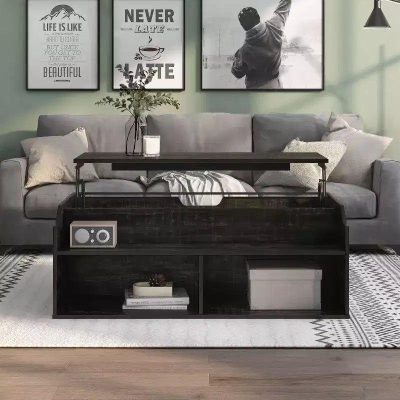 44" Lift Top Coffee Table with Storage Reclaimed Black Oak