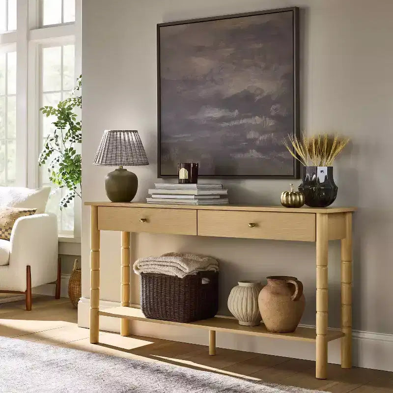60" Modern Wooden Console Table with Drawer Brown