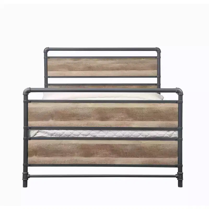 78" Full Bed Antique Oak and Sandy Gray