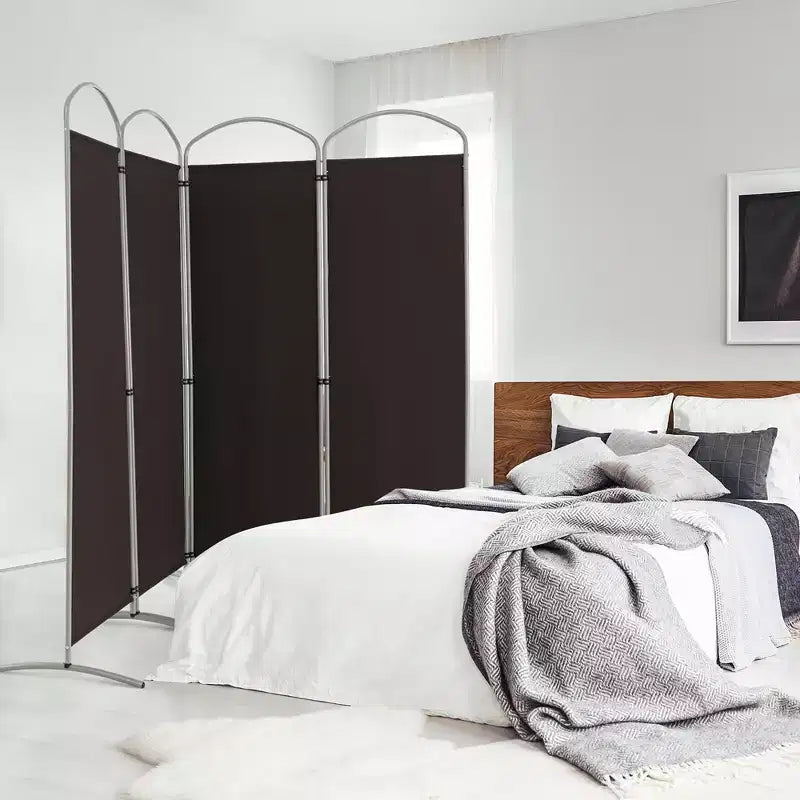 Séparateur de pièce pliable 4 panneaux 1,8 m de haut en tissu Écran d'intimité Noir/Marron/Gris/Blanc