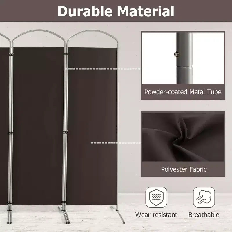 Séparateur de pièce pliable 4 panneaux 1,8 m de haut en tissu Écran d'intimité Noir/Marron/Gris/Blanc