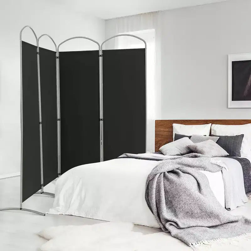 Costway Paravent Pliant 4 Panneaux 1,8 m de Hauteur en Tissu Écran de Confidentialité Noir/Marron/Gris/Blanc