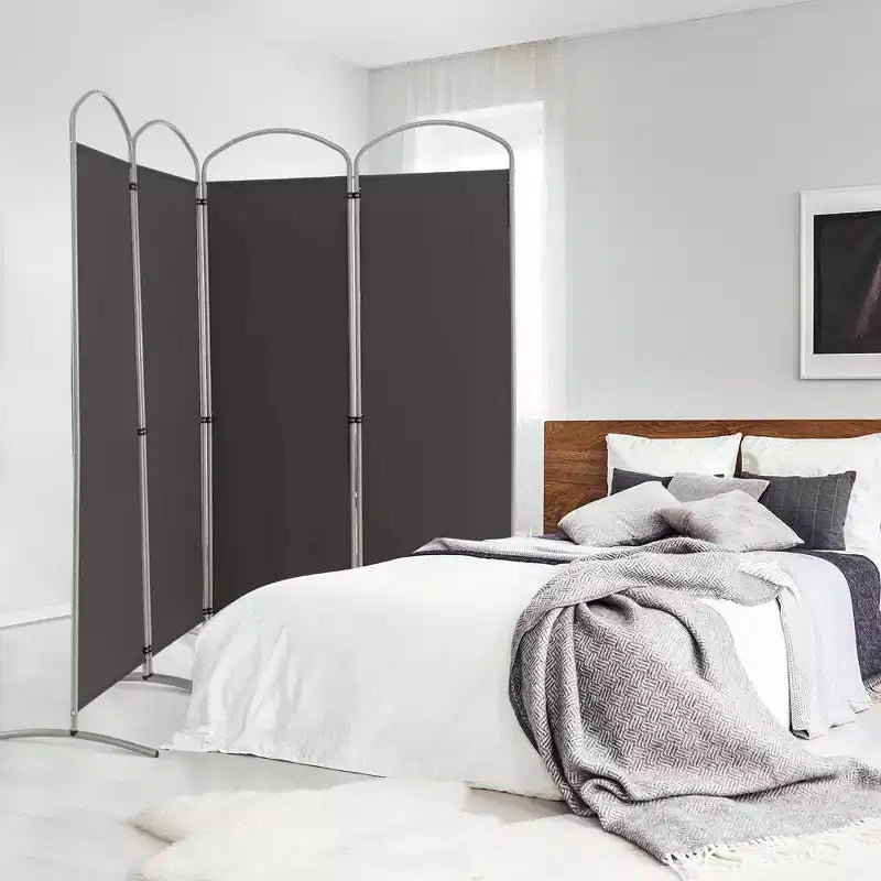 Séparateur de pièce pliable 4 panneaux 1,8 m de haut en tissu Écran d'intimité Noir/Marron/Gris/Blanc