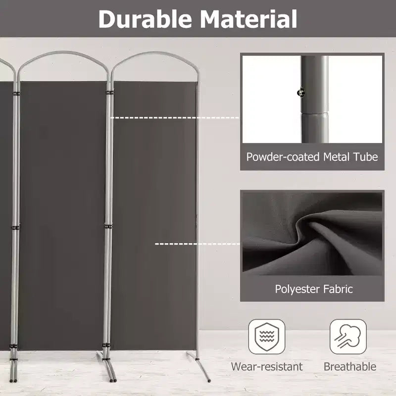 Séparateur de pièce pliable 4 panneaux 1,8 m de haut en tissu Écran d'intimité Noir/Marron/Gris/Blanc