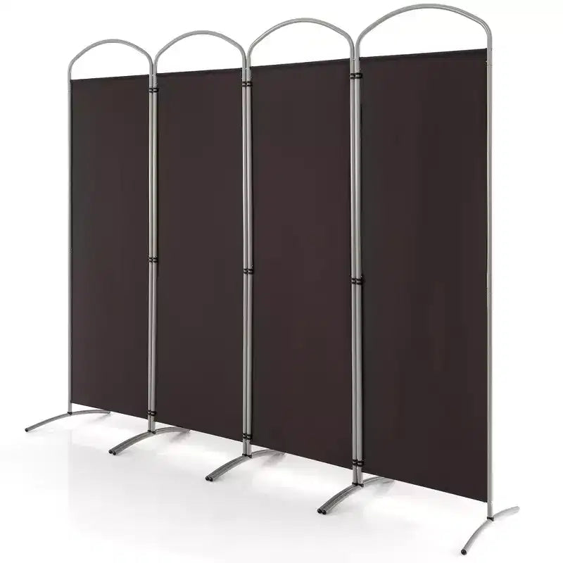 Costway Paravent Pliant 4 Panneaux 1,8 m de Hauteur en Tissu Écran de Confidentialité Noir/Marron/Gris/Blanc