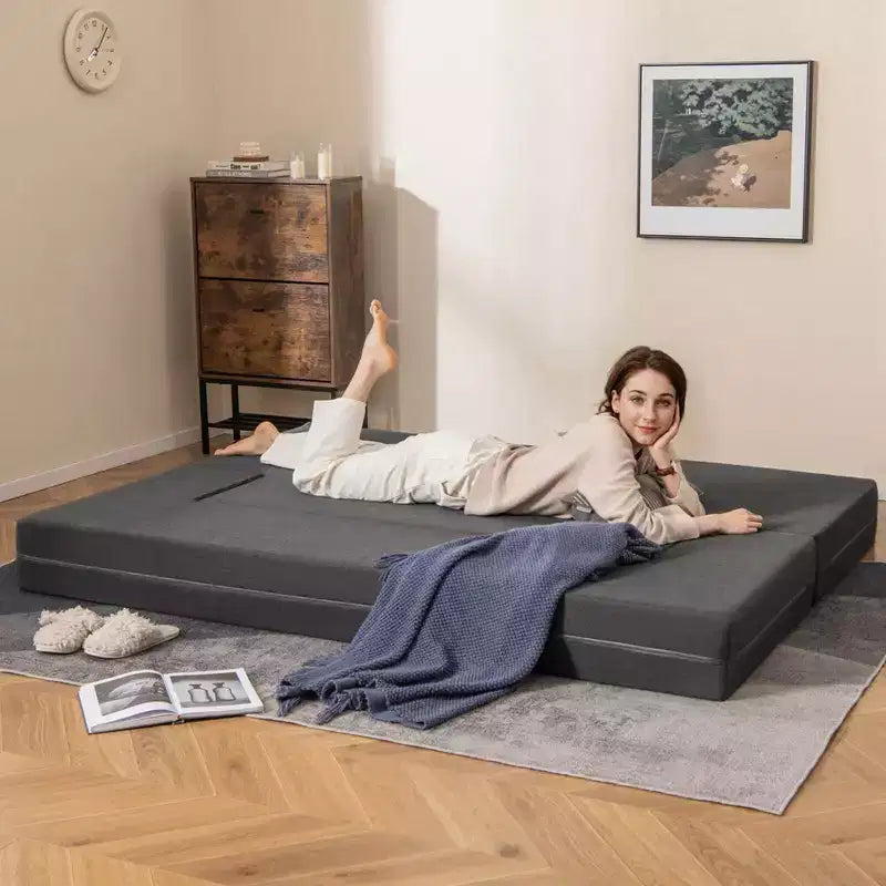 Lit de canapé pliant Costway 8 pouces avec mousse H et housse lavable taille double/reine