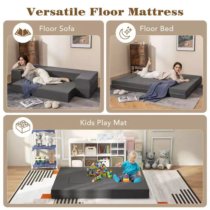 Canapé-lit pliant de 8 pouces avec mousse H et housse lavable, tailles lit simple/grand lit