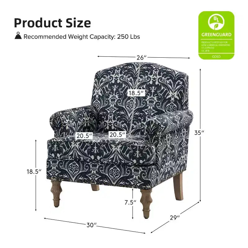 Fauteuil à accoudoirs pleins et dossier en forme de bosse de chameau Yahweh en bois de transition, avec garniture en tissu à motifs floraux | ART OF LIVING DES