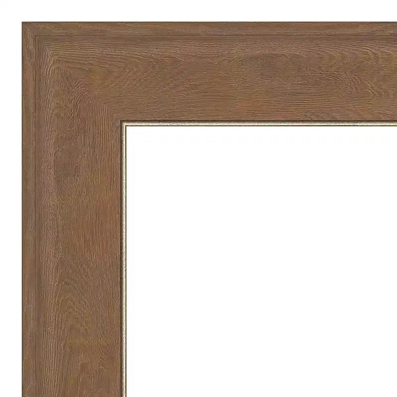 Non-Beveled Bathroom Wall Mirror Medium Brown Frame 22.5x28.5"