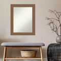 Non-Beveled Bathroom Wall Mirror Medium Brown Frame 22.5x28.5"