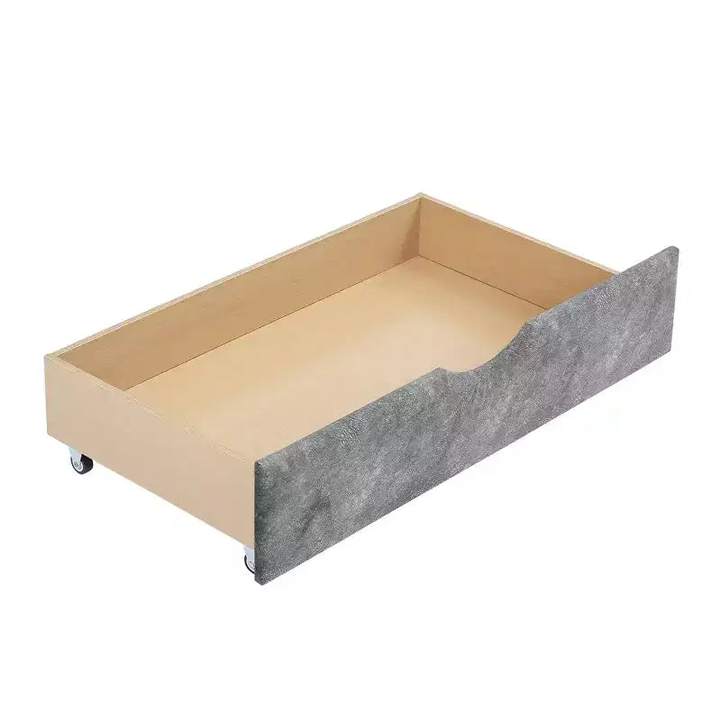 Full Size Button Tufted Sofa Bed with Drawers and Wave Arms Gray