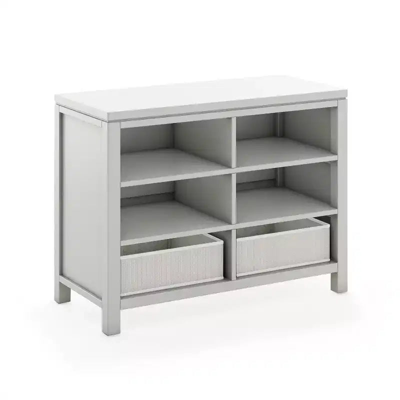 Kids Double Open Storage Unit with Fabric Bins for Arts and Crafts
