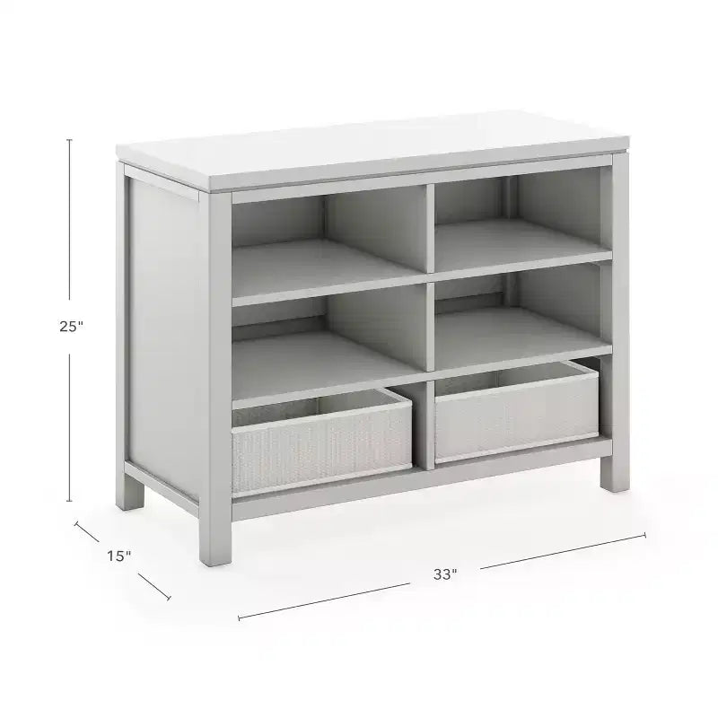 Kids Double Open Storage Unit with Fabric Bins for Arts and Crafts