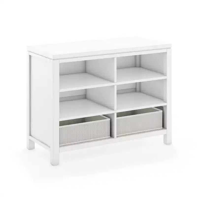 Kids Double Open Storage Unit with Fabric Bins for Arts and Crafts