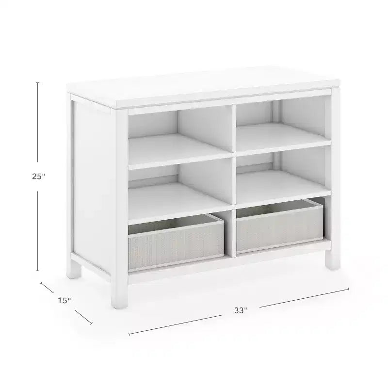 Kids Double Open Storage Unit with Fabric Bins for Arts and Crafts