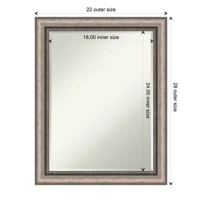 Ornate Silver Petite Bevel Bathroom Wall Mirror 28.25x22.25"