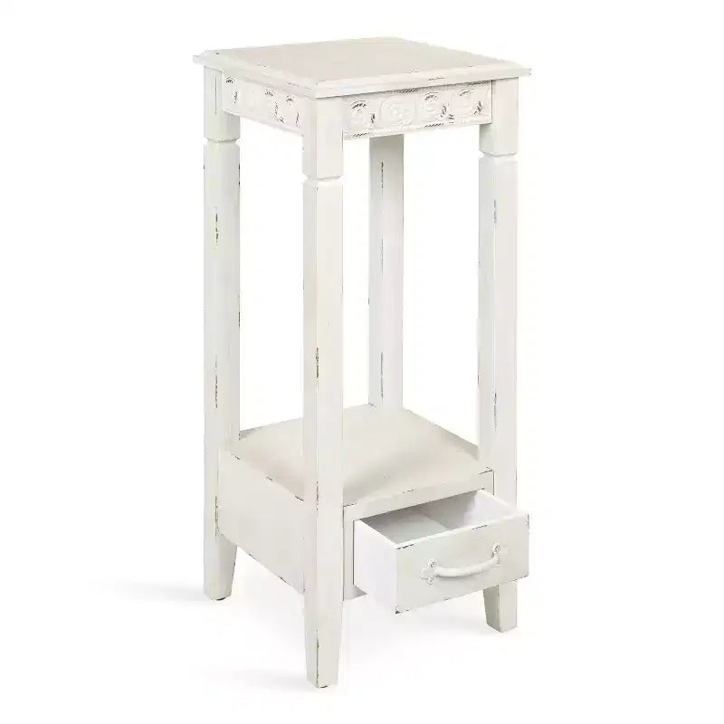 Square Wood Tea Table 12x12x30" White