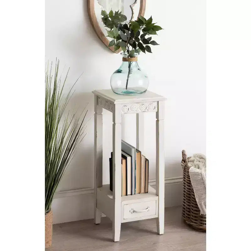 Square Wood Tea Table 12x12x30" White