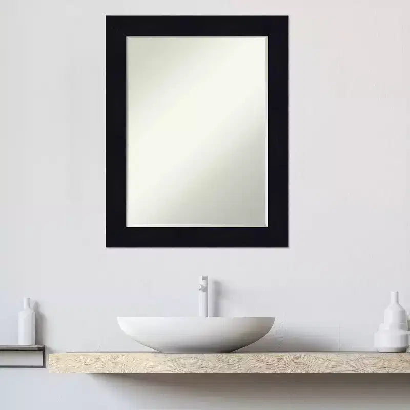 Petite Bevel Bathroom Wall Mirror Shiplap Navy Wood Frame