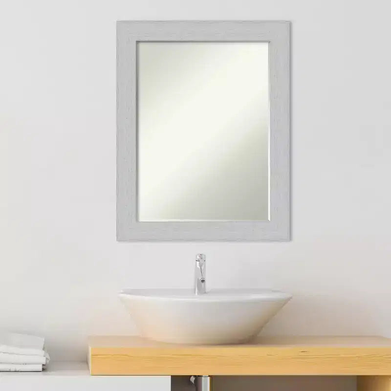 Petite Bevel Bathroom Wall Mirror Shiplap Navy Wood Frame