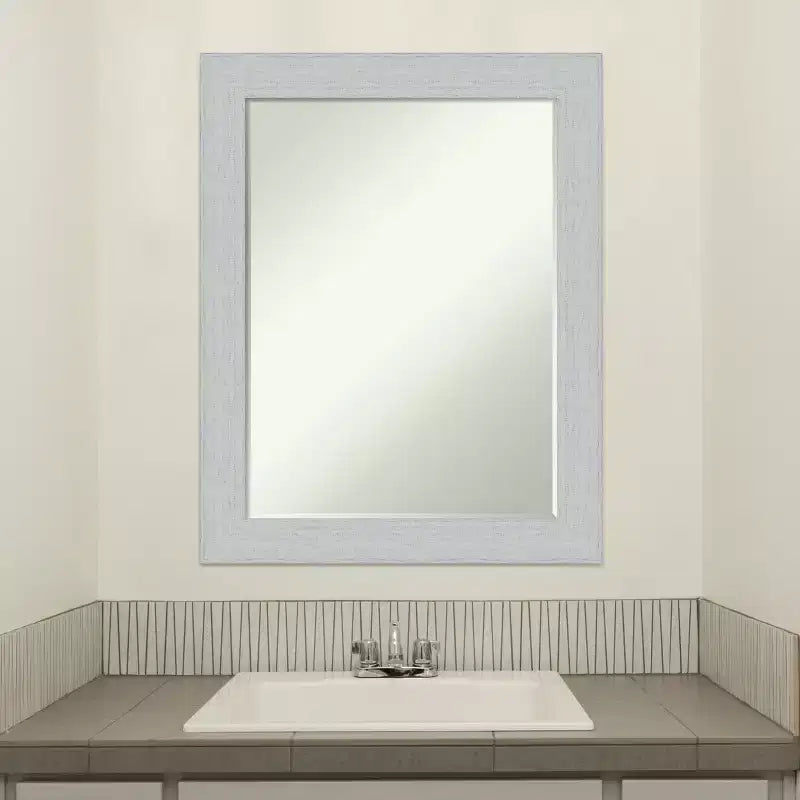 Petite Bevel Bathroom Wall Mirror Shiplap Navy Wood Frame