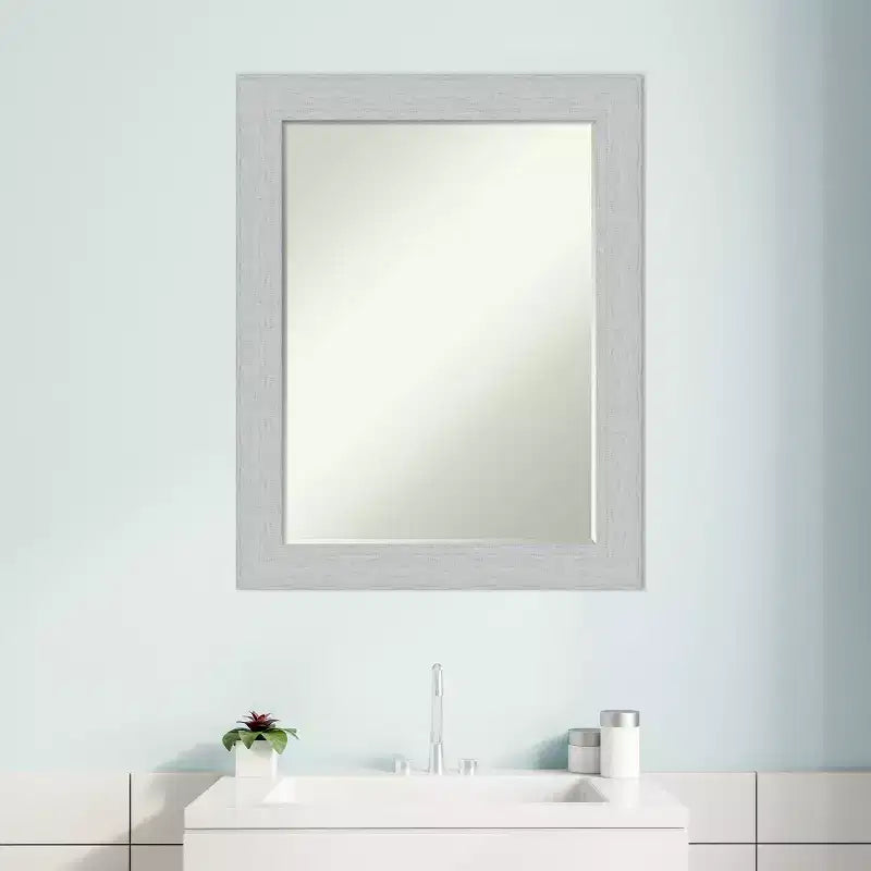 Petite Bevel Bathroom Wall Mirror Shiplap Navy Wood Frame