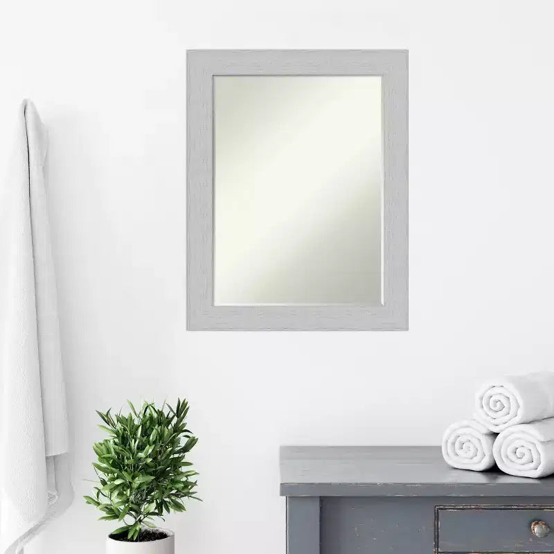 Petite Bevel Bathroom Wall Mirror Shiplap Navy Wood Frame