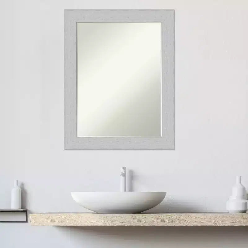 Petite Bevel Bathroom Wall Mirror Shiplap Navy Wood Frame