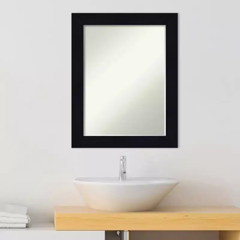 Petite Bevel Bathroom Wall Mirror Shiplap Navy Wood Frame