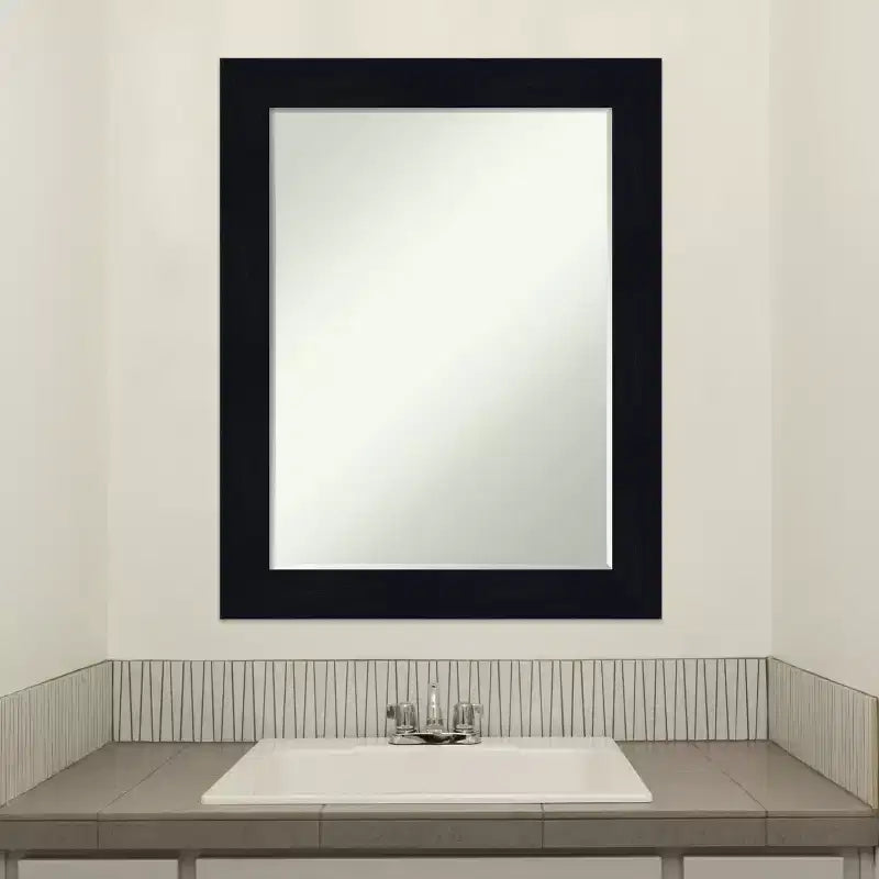 Petite Bevel Bathroom Wall Mirror Shiplap Navy Wood Frame