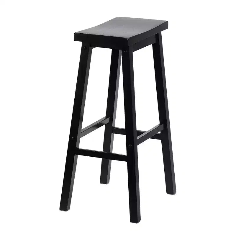 29" Saddle Seat Backless Wood Bar Stool Black (Set of 8)