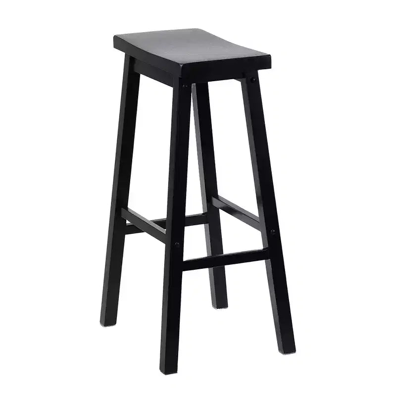 29" Saddle Seat Backless Wood Bar Stool Black (Set of 8)