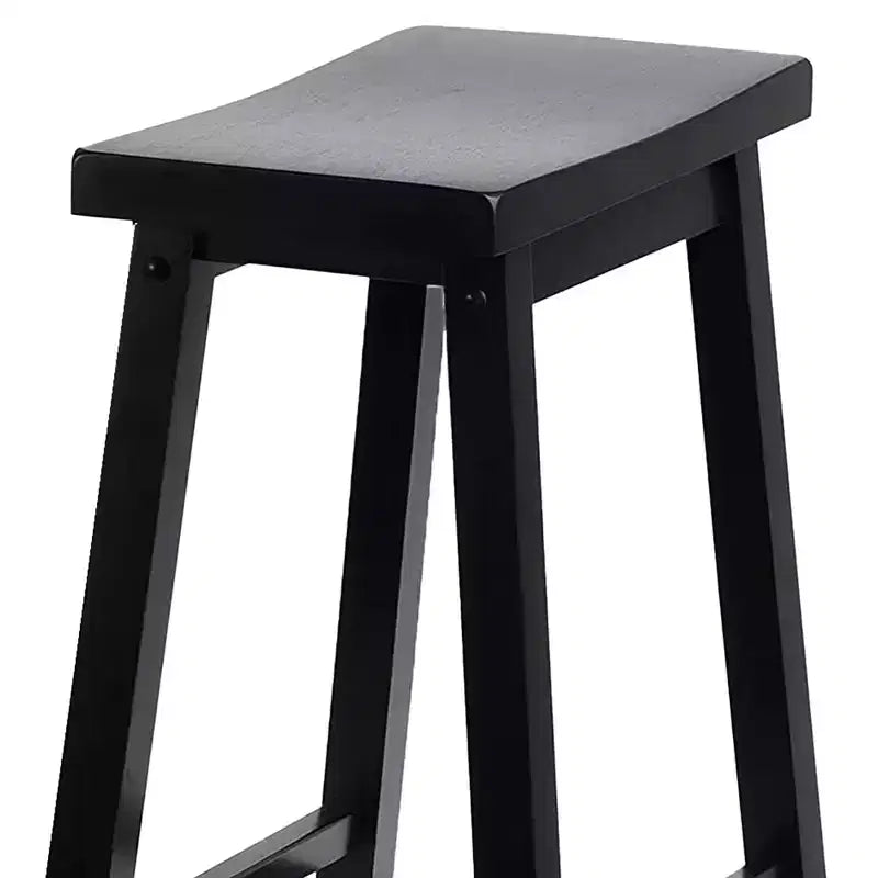 29" Saddle Seat Backless Wood Bar Stool Black (Set of 8)