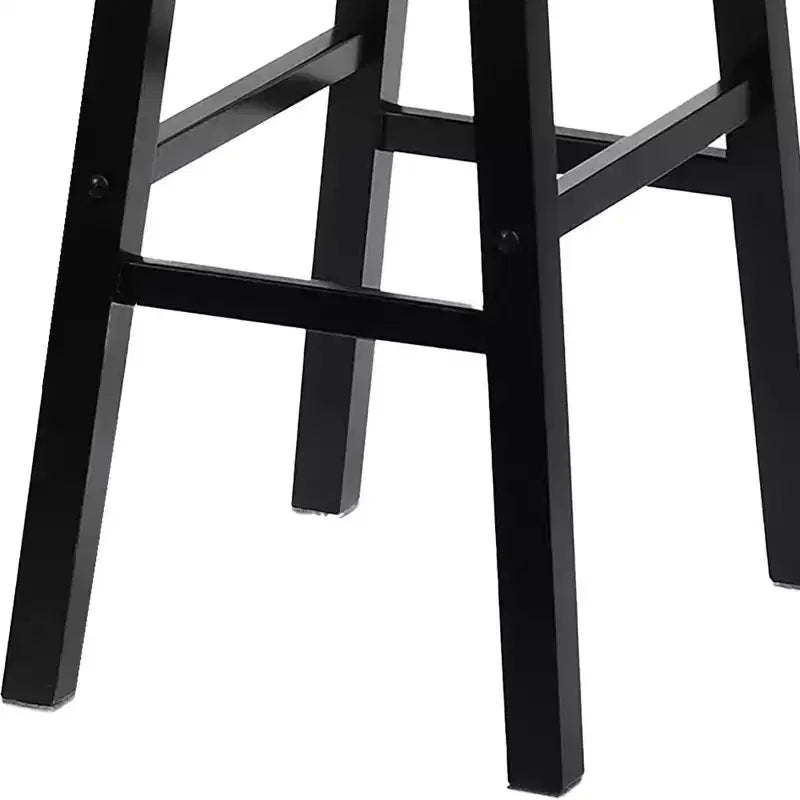 29" Saddle Seat Backless Wood Bar Stool Black (Set of 8)