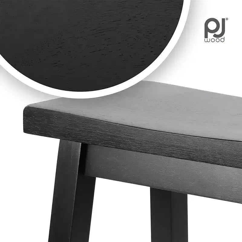 29" Saddle Seat Backless Wood Bar Stool Black (Set of 8)