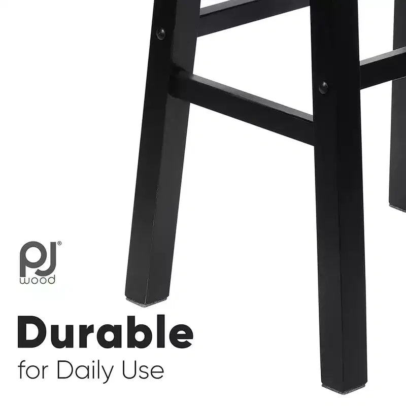 29" Saddle Seat Backless Wood Bar Stool Black (Set of 8)