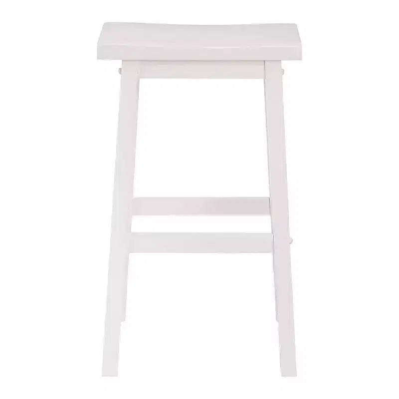 29" Saddle Seat Backless Wood Bar Stool White (Set of 10)