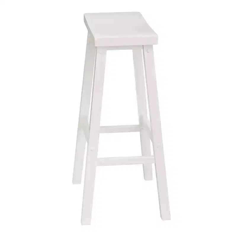 29" Saddle Seat Backless Wood Bar Stool White (Set of 10)
