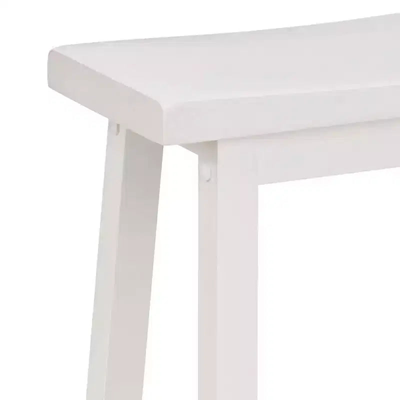 29" Saddle Seat Backless Wood Bar Stool White (Set of 10)