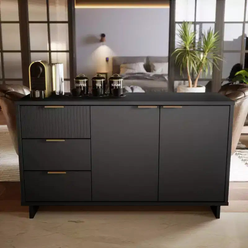 55" Modern 3-Drawer Sideboard Glossy White