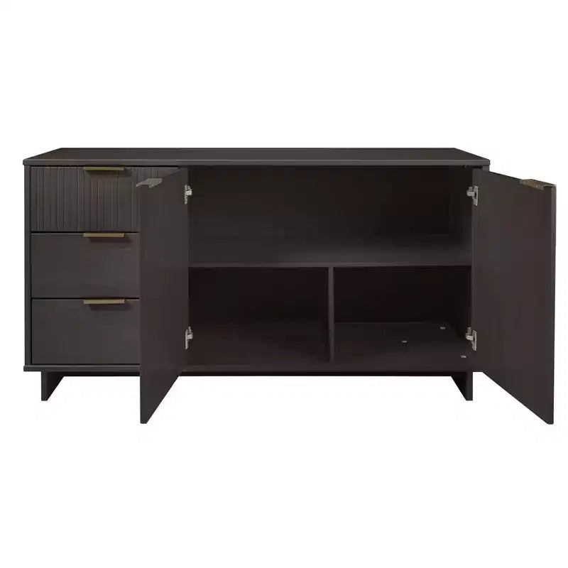 55" Modern 3-Drawer Sideboard Glossy White
