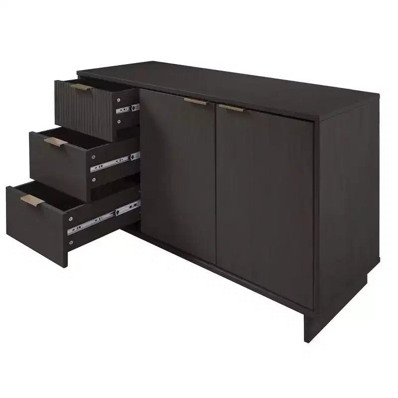 55" Modern 3-Drawer Sideboard Glossy White