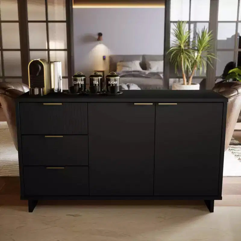 55" Modern 3-Drawer Sideboard Glossy White