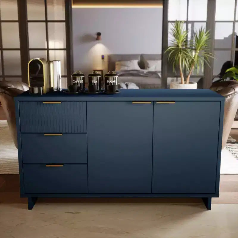 55" Modern 3-Drawer Sideboard Glossy White