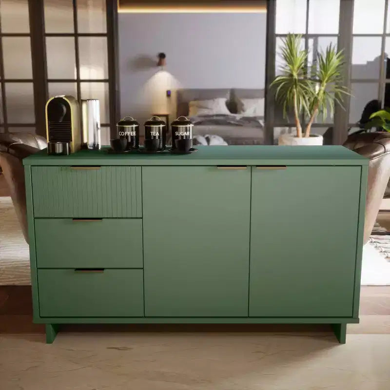 55" Modern 3-Drawer Sideboard Glossy White
