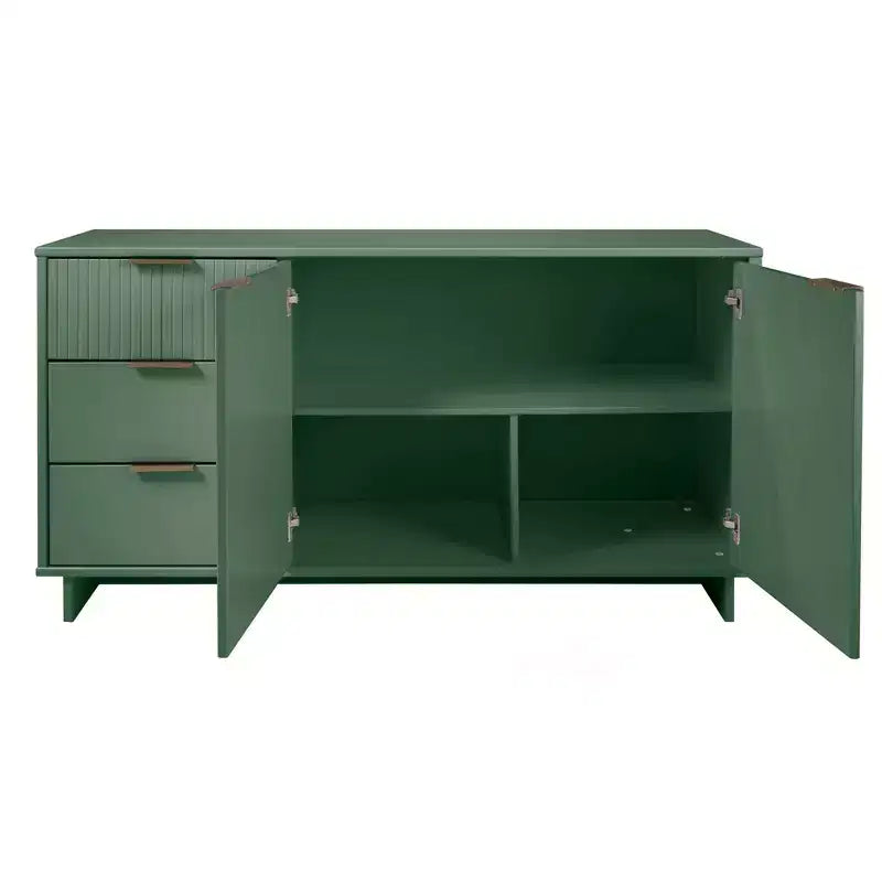 55" Modern 3-Drawer Sideboard Glossy White