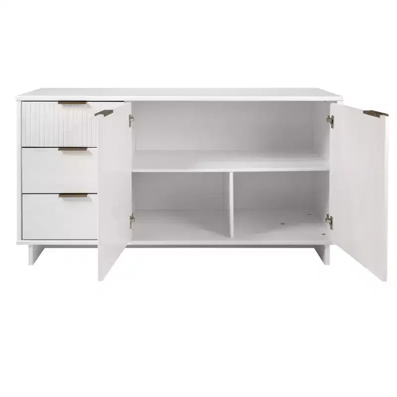 55" Modern 3-Drawer Sideboard Glossy White