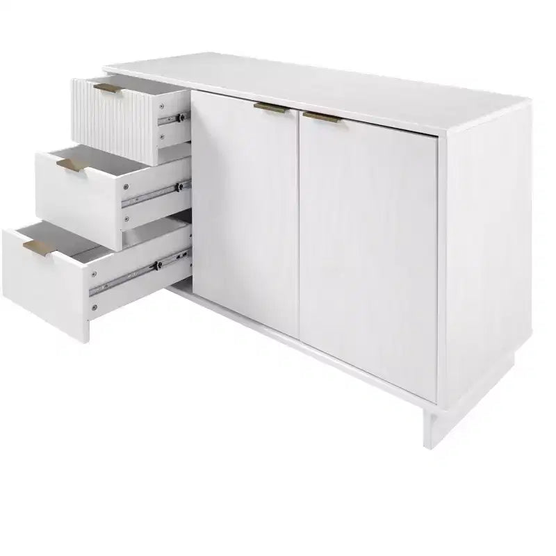 55" Modern 3-Drawer Sideboard Glossy White